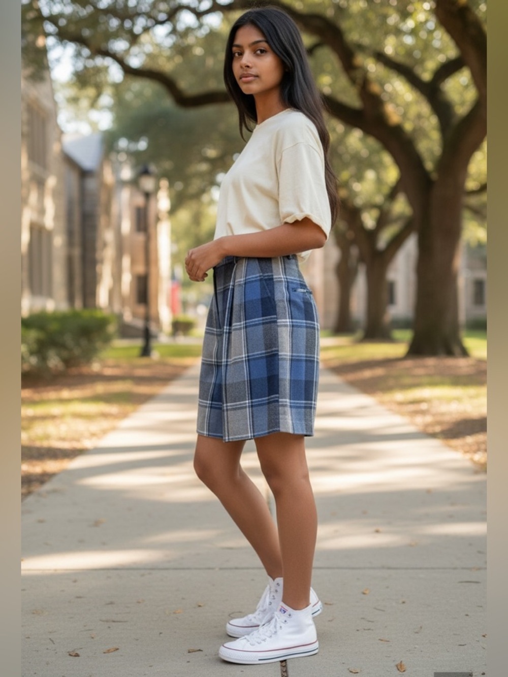 Deadstock CAMBRIDGE 80's Wool Blend Academia Shorts Plaid Print Women's Sz. 12